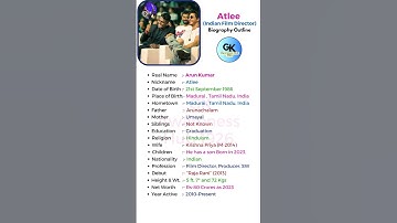 🎬Atlee Kumar(Film Director) Biography: #shorts #short #youtube #ytshorts #biography #jawan #atlee