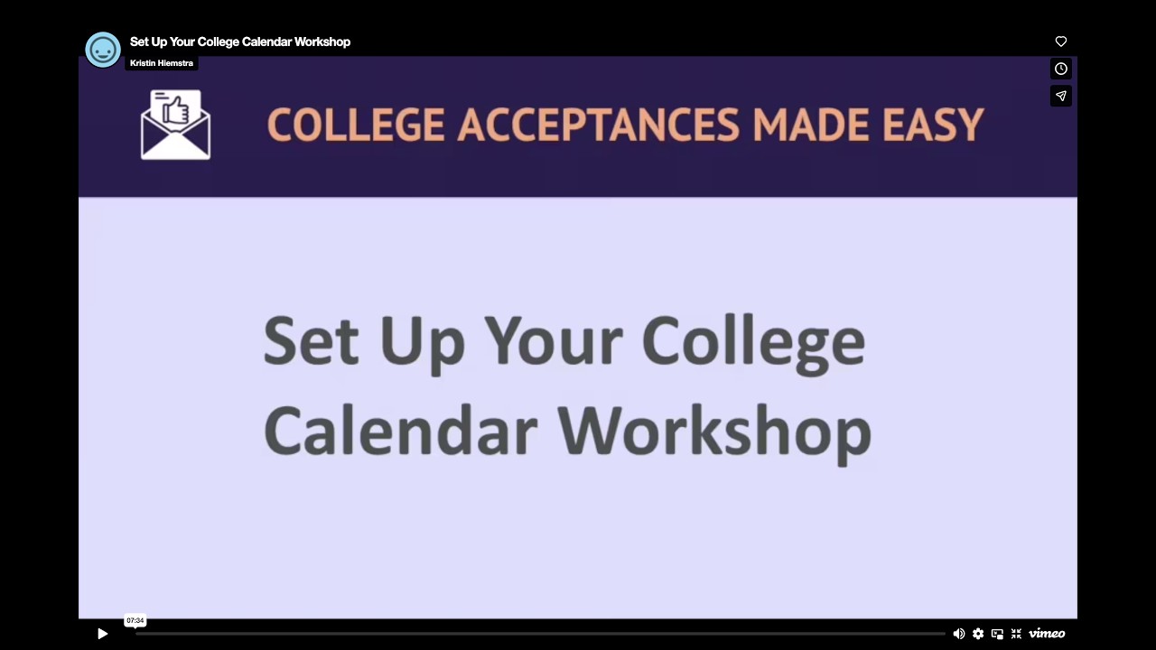 This is a full on College Calendar workshop