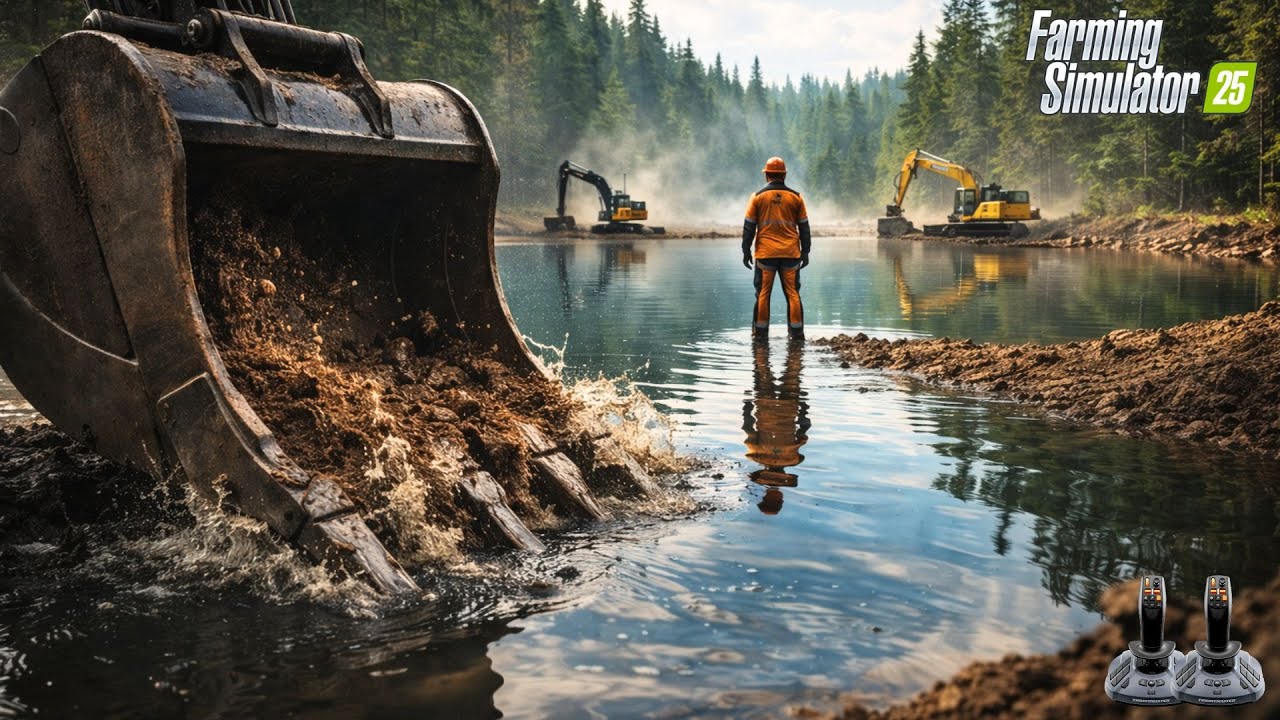 We Turned the FOREST into a MEGA LAKE! 🌊⚔️ Viking Crew Mega Excavation | FS25 (Part 3)