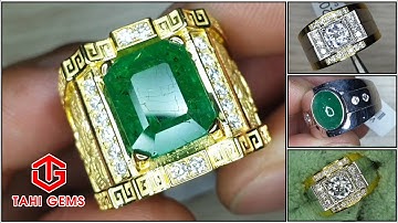 Tổng hợp nhẫn nam vàng 18k đính đá ngọc lục bảo và kim cương | TahiGems - Tahi Phạm