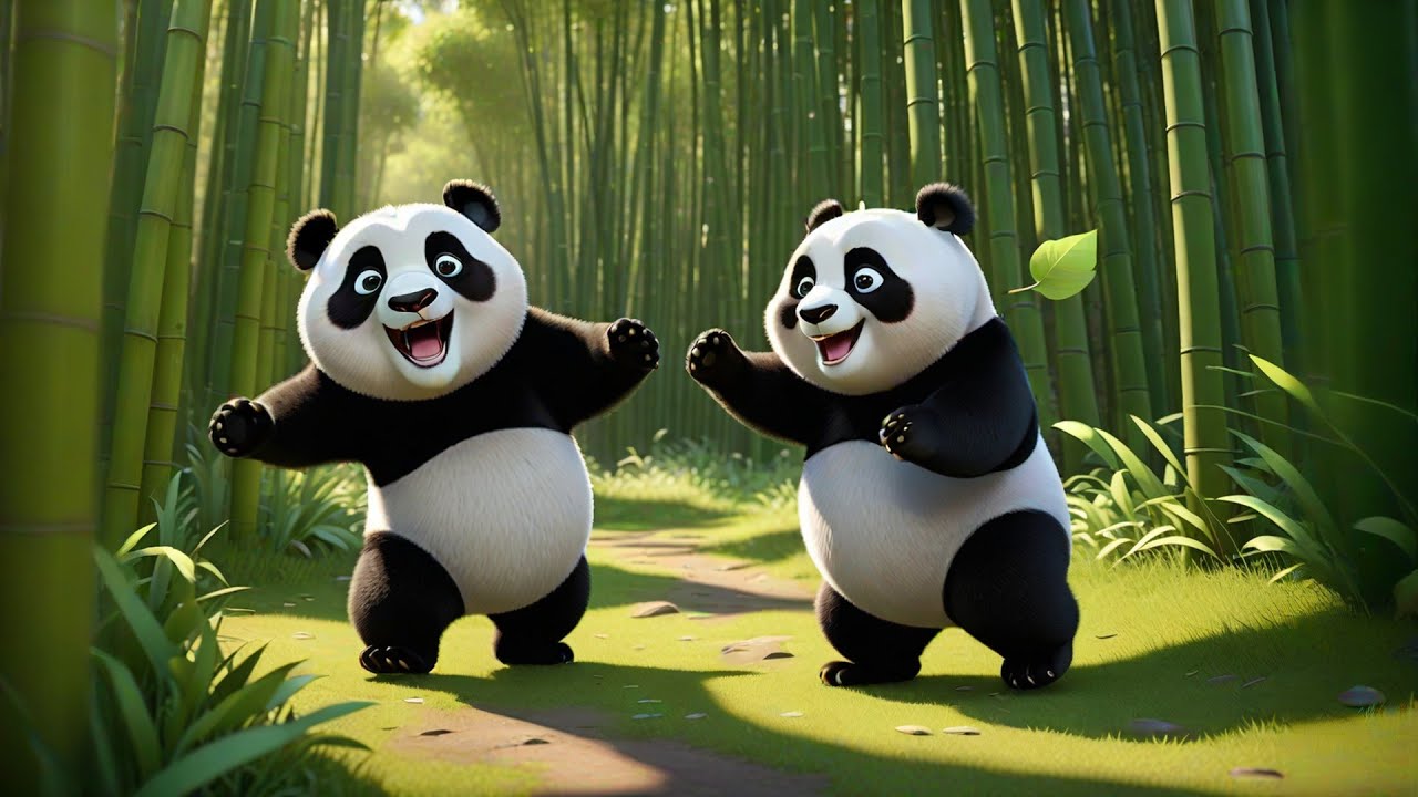 Four Little Pandas Roll Down the Hill | Rolling Rhyme for Kids | Fun Counting & Movement Song