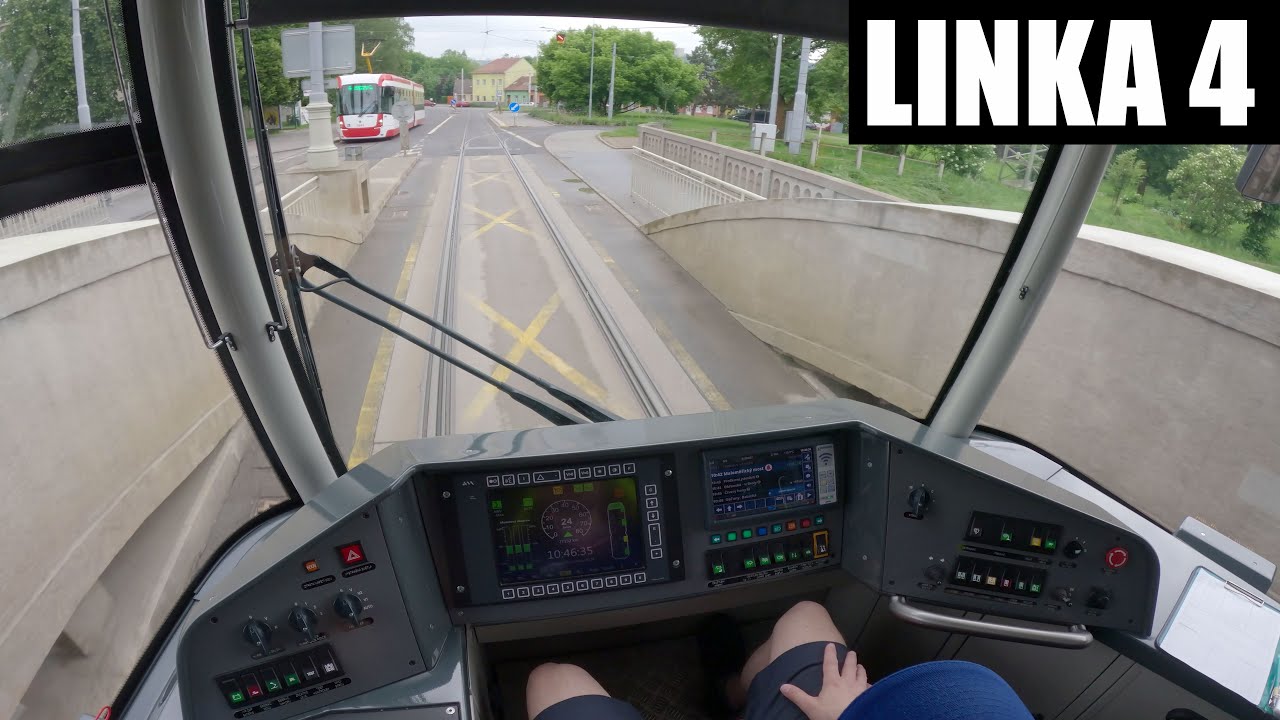 Linka 4 Brno -- Náměstí Míru - Obřany, Babická [Pragoimex EVO 2] [Tram Cab View]