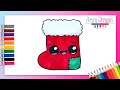 Cómo dibujar un CALCETIN NAVIDEÑO - dibujos fáciles Paso a paso