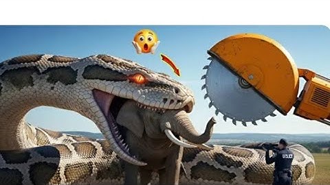 Fearless heroes confront giant python to  save the playful Elephant 🪱