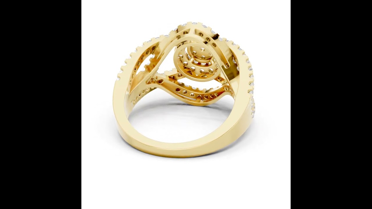 Round Halo Diamond Ring With Triple Row Criss Cross Shank