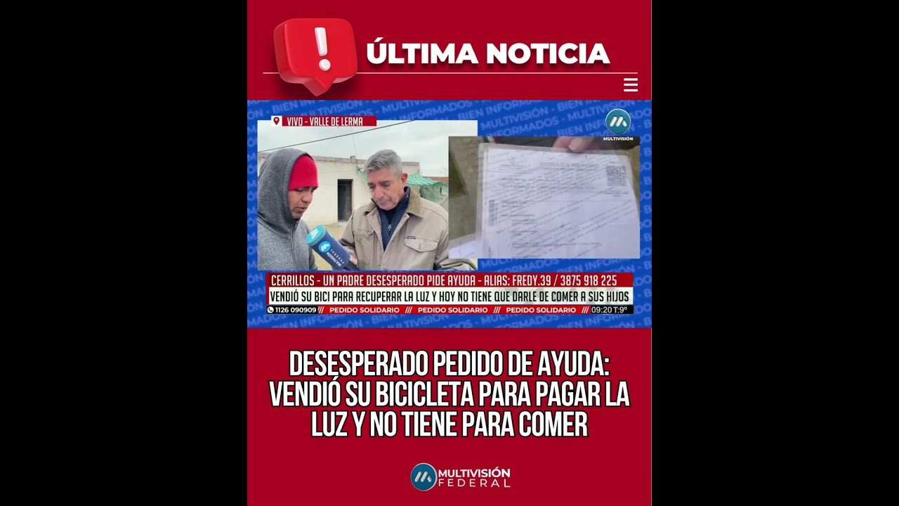 Desesperado pedido de ayuda: vendió su bicicleta para pagar la luz y no tiene para comer