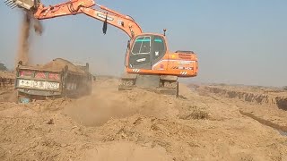 2 JCB 3dx Machines Loading Mud Together TATA Dump Truck 2518 10 Tyre Tipper with JCB 3dx