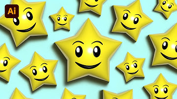 Adobe Illustrator CC Tutorial - How To Make 3D Happy Star In Adobe Illustrator