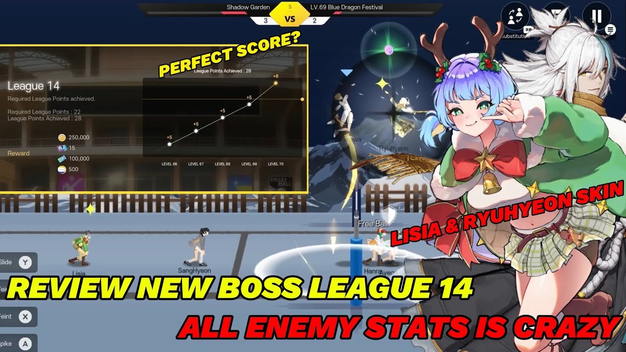 New Boss League 14, All Enemy Stats Is Crazy, Ryuhyeon Skin is Back - The Spike Volleyball Cross