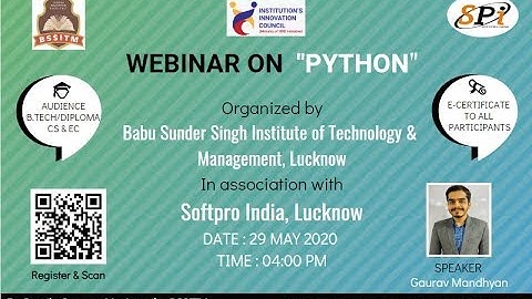 Webinar on "PYTHON" | BSSITM LUCKNOW & Softpro India