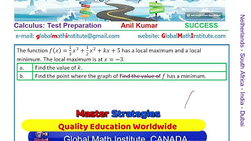 How to Find Local Maximum and Minimum for Cubic Function Calculus Test