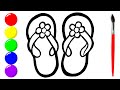 How to draw Rainbow Sandals coloring | learn to draw Sandals | drawing for kids