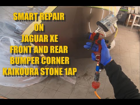 Smart repair on Jaguar XE front and rear bumper corner. SataJet x5500 CC