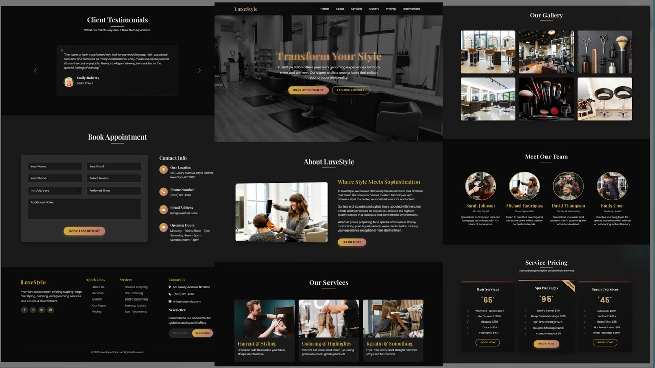 Responsive Hair Salon Website Using HTML CSS Javascript & Bootstrap 5.3 ...