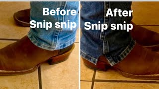 How to slit jeans bottom for cowboy boots