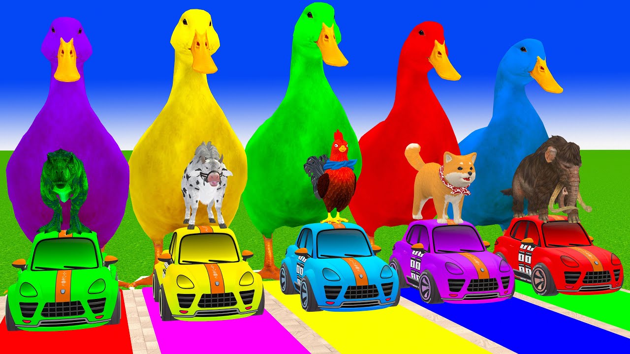 Long Slide Game with Cow Elephant Gorilla Hippopotamus Tiger 3d Animal Game Funny 3d Animals