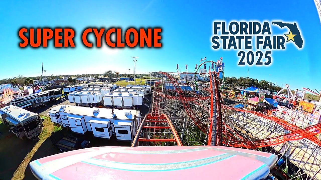 [4K] Super Cyclone - Roller Coaster | Front Row POV | Florida State Fair 2025