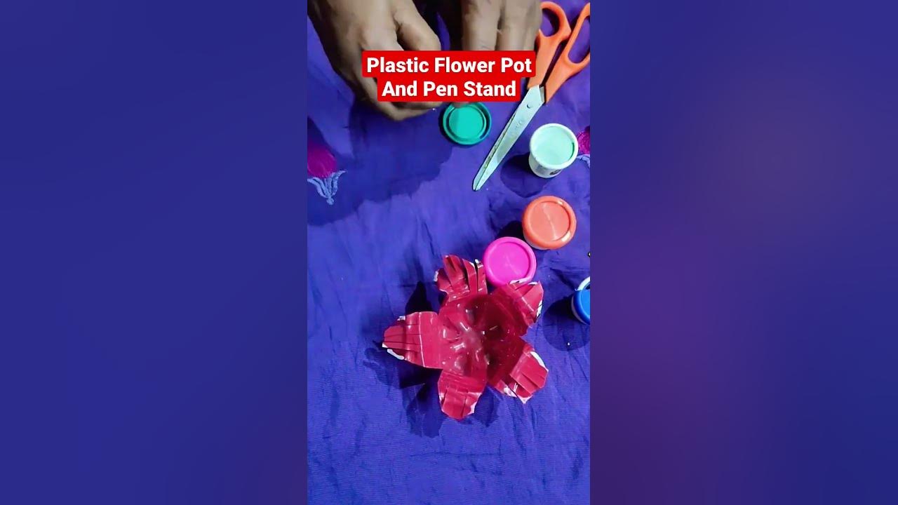 how-to-make-plastic-flower-pot-and-penstand-creativity-penstand-diy