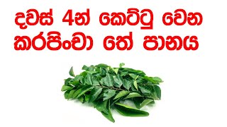 දවස් 4 න් කෙට්ටු වෙන - පුදුම හිතෙන   -  විශ්මිත කරපිංචා තේ පානය - Benefits Of Curry Leaves Tea