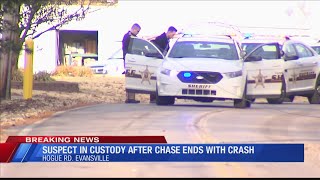 Suspect in custody after chase ends with crash in Vanderburgh County