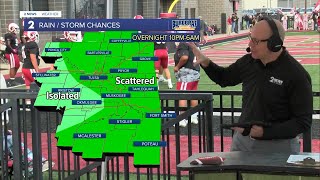 Cool Evening Ahead with Some Showers and Isolated Storms