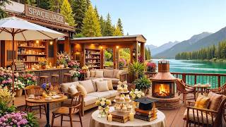 Peaceful Spring Jazz Ambience at Outdoor Cafe 🌸 Smooth Piano Jazz &amp; Nature Sounds for Relax, Study