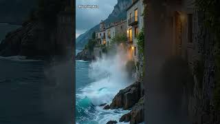 Heavy Rain & Crashing Waves Sounds on Mediterranean Cliffs | Storm Ambience for Relaxation #rain
