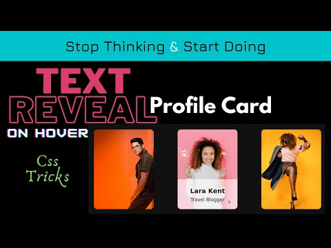 CSS Text Reveal effect. Profile card using text reveal effect