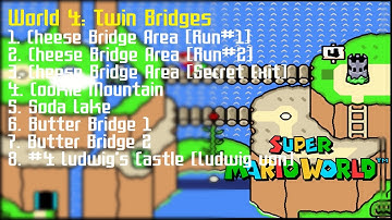 Super Mario World (SNES) (100%) (4|9) / World 4: Twin Bridges [4:3/FHD@60]