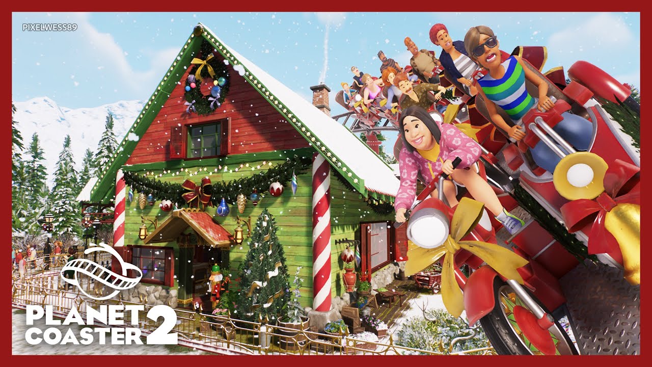 Santa's Gift Rush 🎅🏻🏍️💨 [POV] 🎁 INSANE Christmas Bike Coaster | Planet Coaster 2 🎄