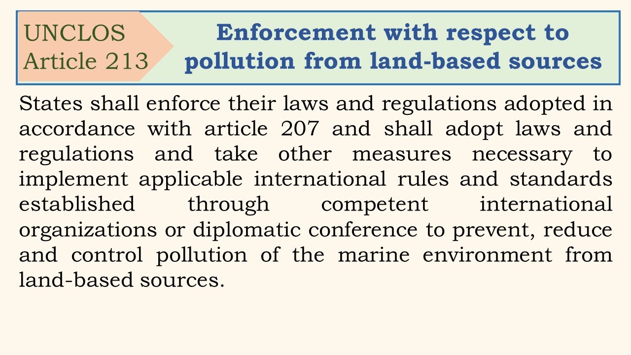 Law of the sea convention, Article 213, Enforcement with respect to ...