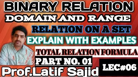 Part#1||Binary Relation||Relation on a set||Explain with examples|| Domain and Range||Lec#06