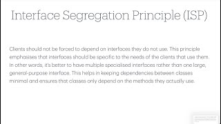SOLID Principles - What is a Interface Segregation Principle in Oops | C#