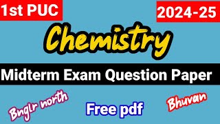 1st PUC Chemistry Midterm Question Paper 2024 kseab