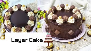 لاير #كايك #الشكلاطة layer Cake au #chocolat# مع جنواز خفيفة وكرام موسلين بالبوفريوة