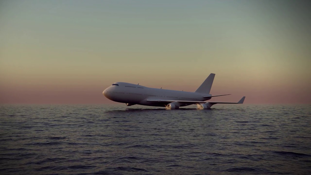 Airplane Ditching (land on water) Animation Footage Video YouTube