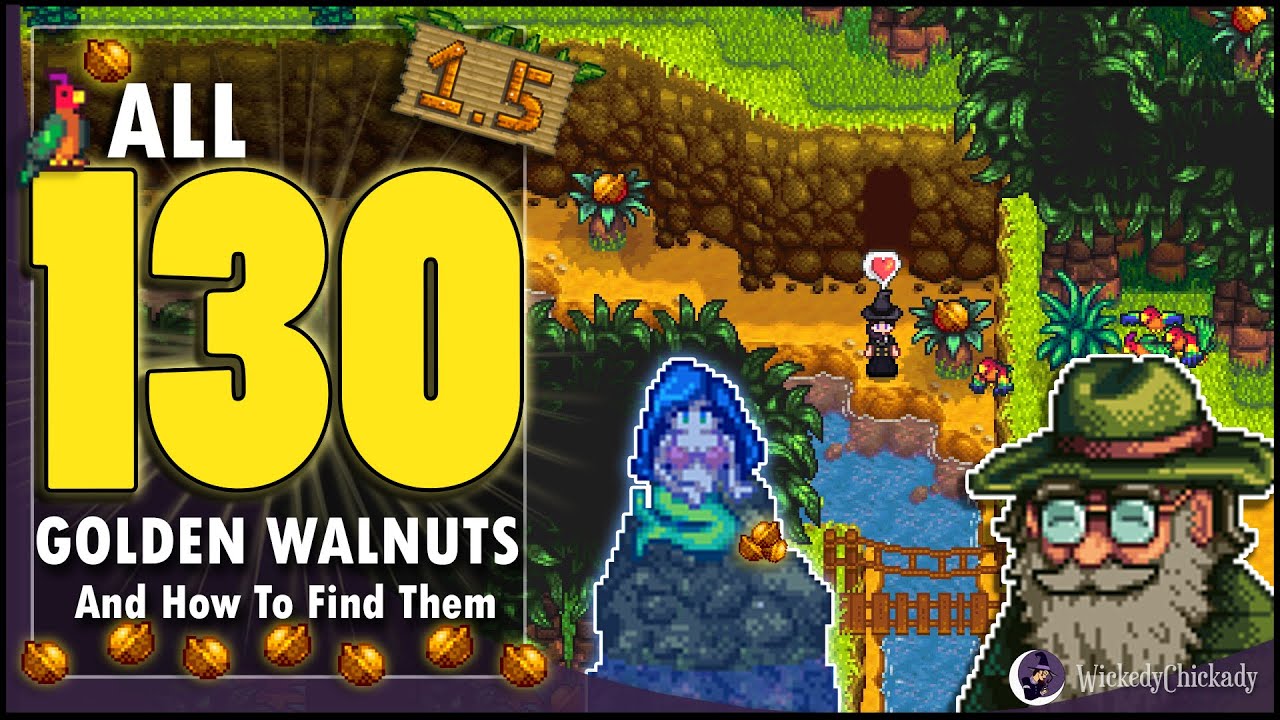 stardew valley แผนที่  2022  Where To Find ALL 130 Golden Walnuts in Stardew Valley 1.5 Update | How To Solve The New Puzzles