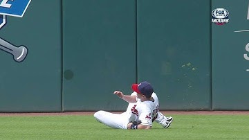 Stubbs makes a sliding, backhanded catch