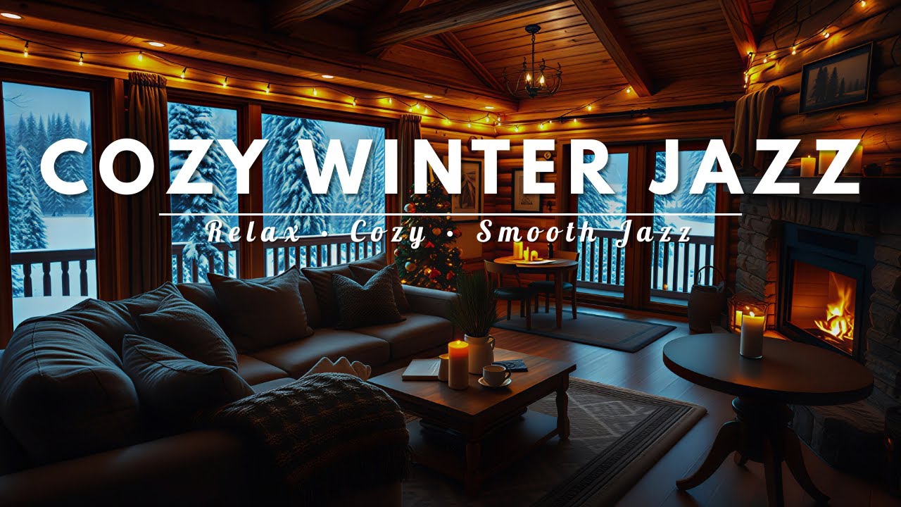 Winter Cabin Jazz Piano ❄️ Warm Fireplace & Cozy Indoor Ambience