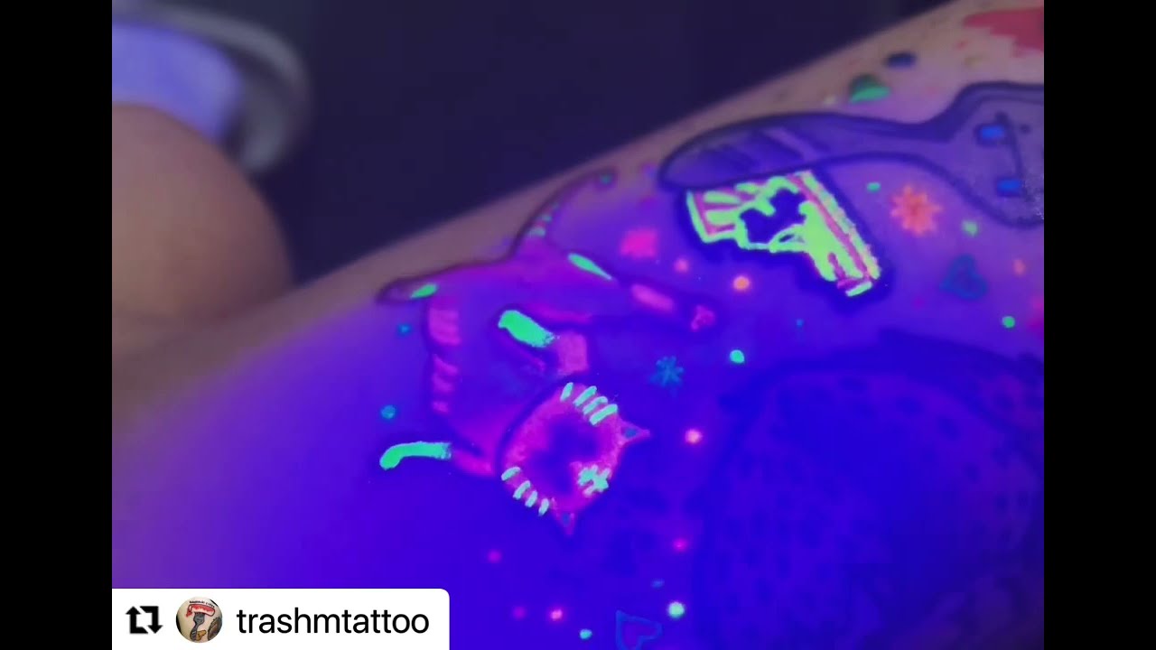 Beautiful Tattoo By @trashmtattoo Using UV Sensitive Ink From Mom’s Tattoo Ink!