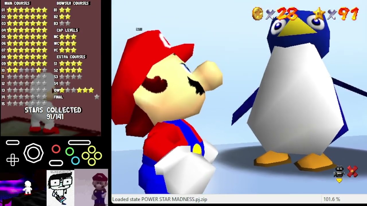 SM64 Power Star Madness - C10: Shivering Frozen Falls  (savestateless)