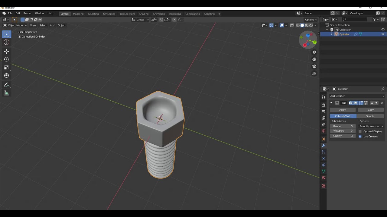 How to make a nut bolt in blender - YouTube
