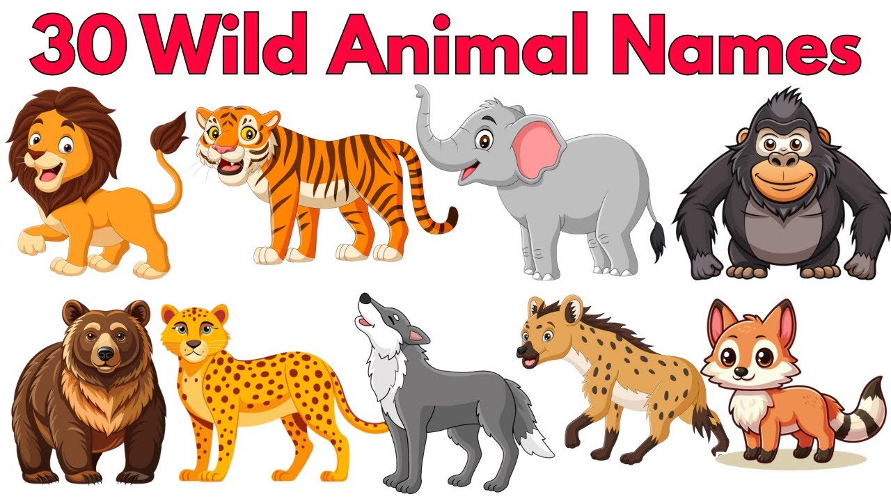 Wild Animals Vocabulary for Kids 🦁 | Learn Animal Names, Sounds & Fun ...