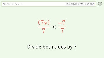 Solving Linear Inequalities: 6+7v is Smaller Than -1