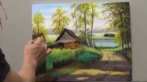 Làng quê bình yên sơn dầu, cách vẽ rất đẹp và thoáng