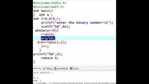 Covert binary to decimal in c programming#shorts