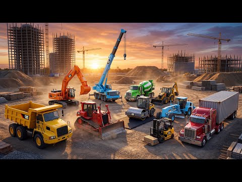 🏗️ The Mighty Construction Team! 🚜 Busy Trucks Song for Kids   Heavy Machinery Nursery Rhyme