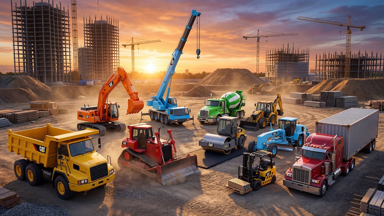 🏗️ The Mighty Construction Team! 🚜 Busy Trucks Song for Kids   Heavy Machinery Nursery Rhyme