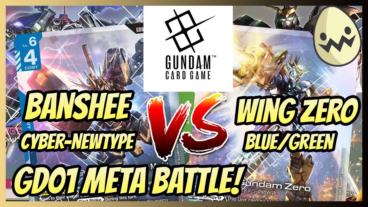 Gundam Card Game: GD01 Meta! Banshee Cyber-Newtype VS Blue/Green Wing Zero with 
