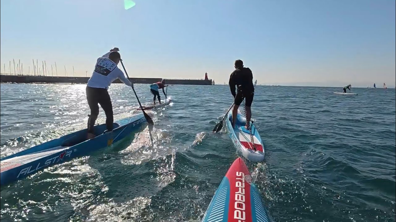 逗子SUPトレーニング （ペース : 6分半/km〜7分/km）北東風5〜8m 気温13度 快晴